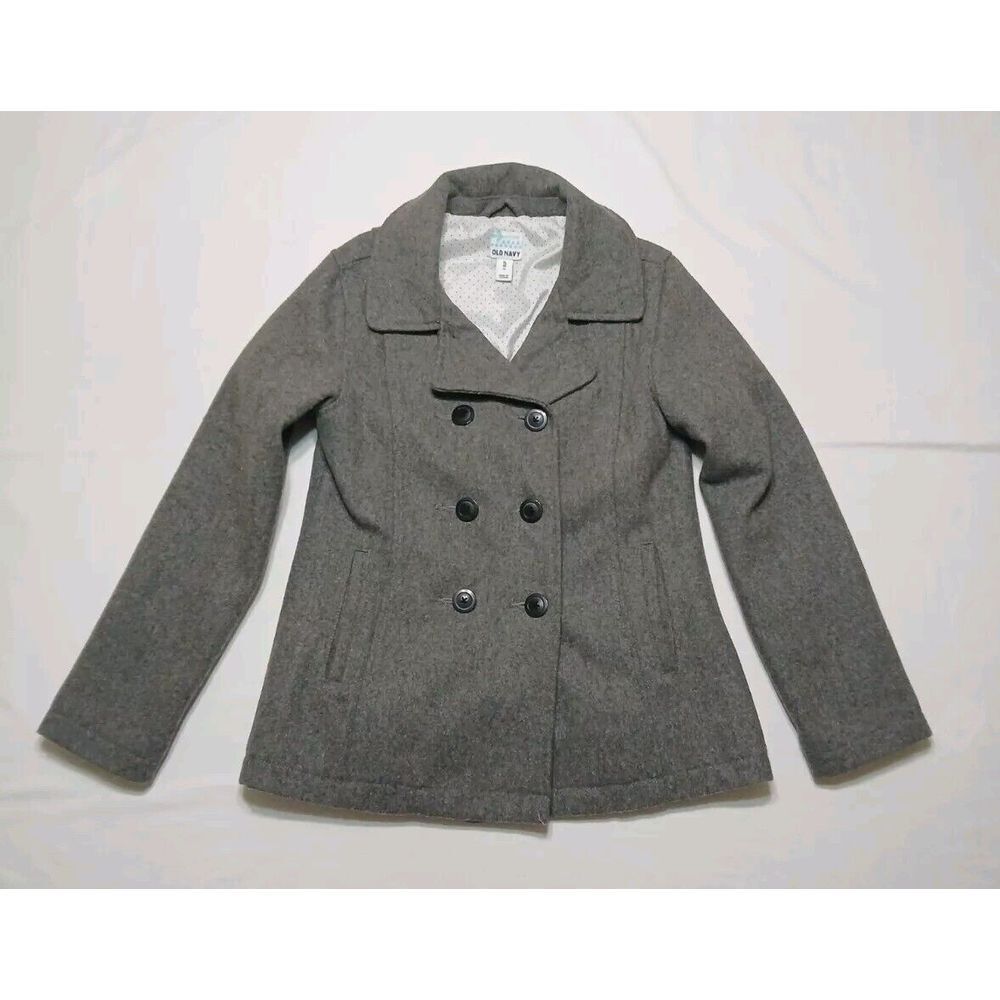 Old Navy Juniors 14 (XL) ‎ Heather Gray Wool Blend Double Breasted Peacoat